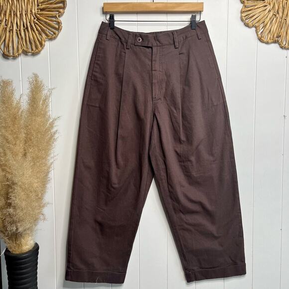 Free People pants pleated trousers wide-leg cotton - Picture 5 of 9